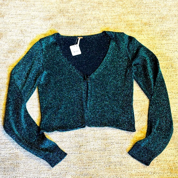 Free People Metallic Cardigan. Size Medium. NWT - Picture 6 of 6